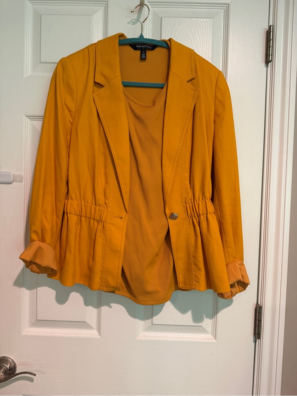 White House Black Market Mustard Blazer with Elastic Waist